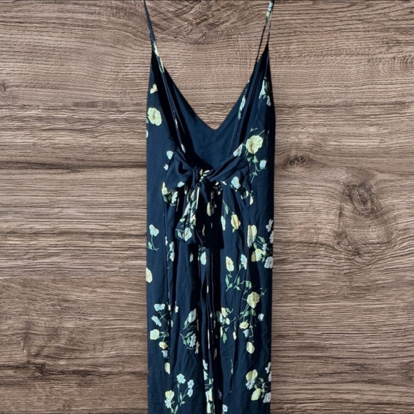 Reformation Dietrich Midi Black Dress with Piazza Floral Print & Tie Back Detail - Picture 3 of 7